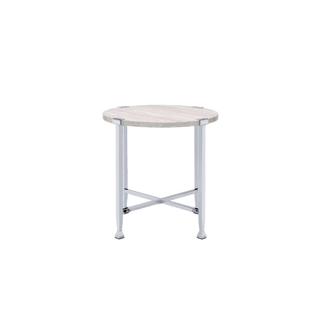 Brecon - End Table - White Oak & Chrome - Tony's Home Furnishings