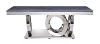 Zasir - Coffee Table - Gray Printed Faux Marble & Mirrored Silver Finish - Tony's Home Furnishings