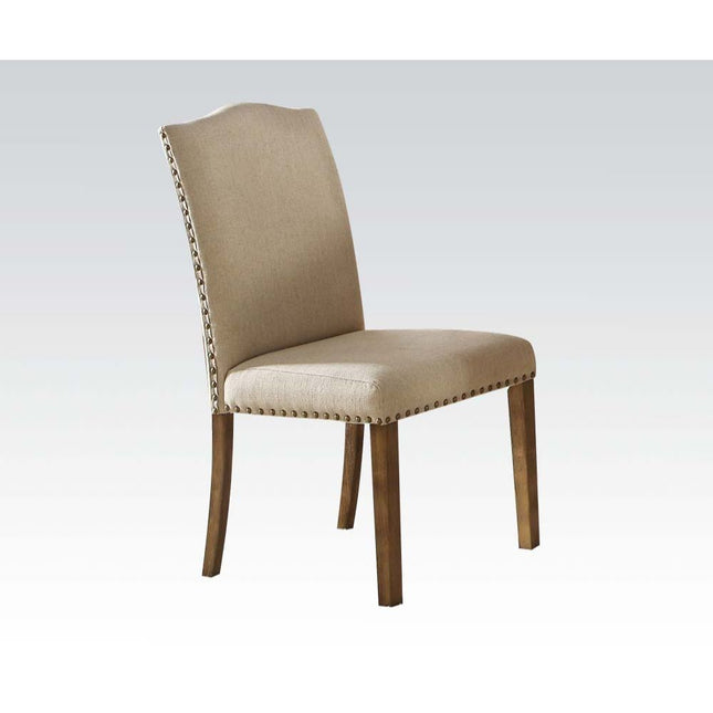 Parker - Side Chair (Set of 2) - Khaki Linen & Salvage Oak - Tony's Home Furnishings