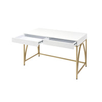 Thumbnail for Lightmane - Desk - White High Gloss & Gold - Tony's Home Furnishings