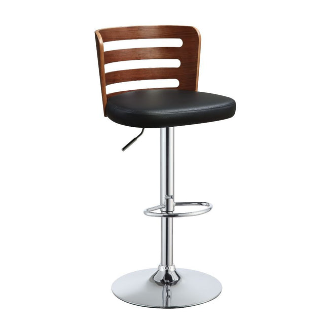 Camila - Stool - Black PU & Walnut - 42" - Tony's Home Furnishings