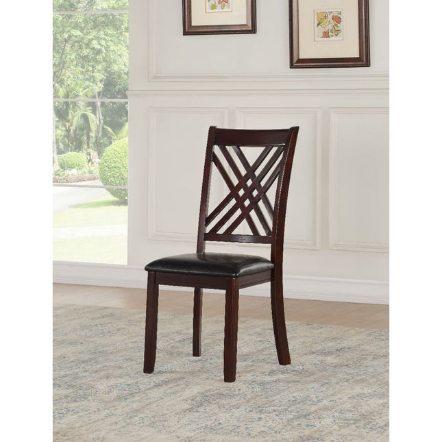 Katrien - Side Chair (Set of 2) - Black PU & Espresso - Tony's Home Furnishings