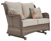 Thumbnail for Clear Ridge - Light Brown - Loveseat Glider W/Cushion Tony's Home Furnishings Furniture. Beds. Dressers. Sofas.