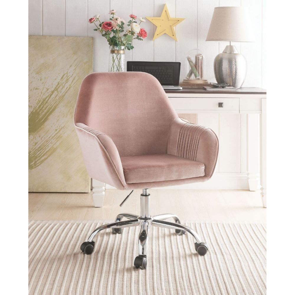 Eimer - Office Chair - Peach Velvet & Chrome - Tony's Home Furnishings