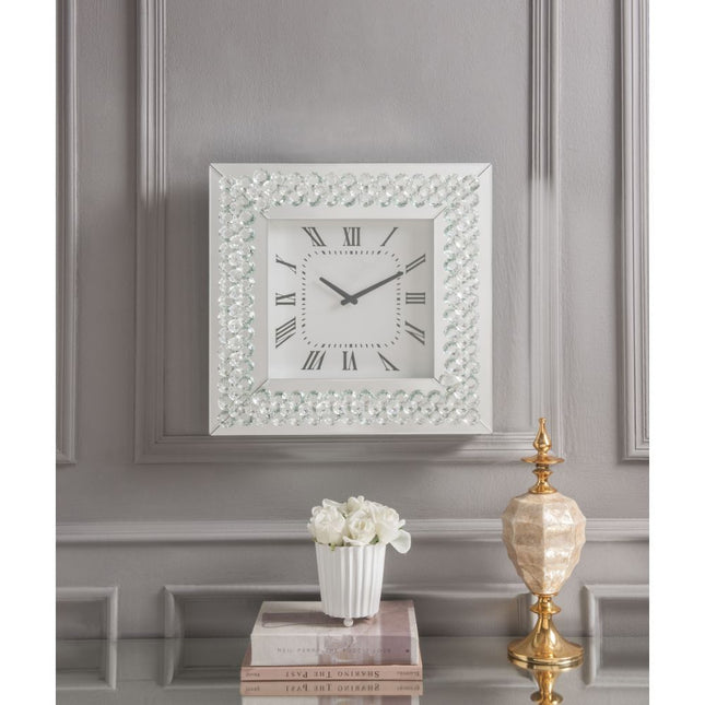 Lotus - Wall Clock - Mirrored & Faux Crystals - Tony's Home Furnishings