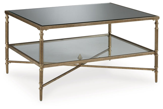 Cloverty - Aged Gold Finish - Rectangular Cocktail Table - Tony's Home Furnishings