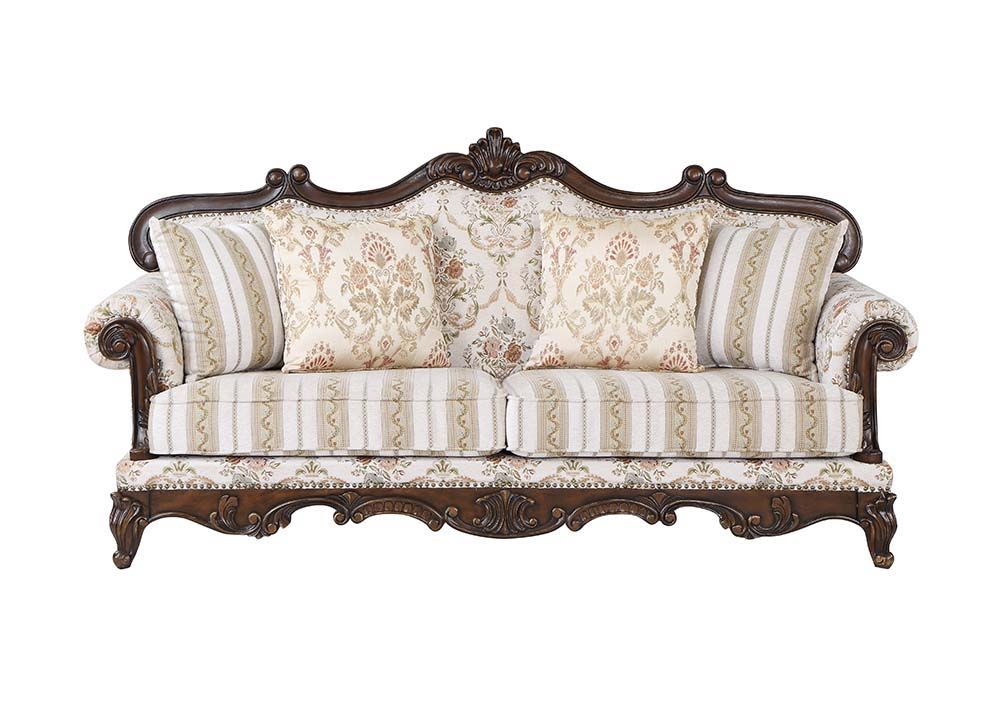 Nayla - Sofa - Pattern Fabric & Walnut Finish - Tony's Home Furnishings