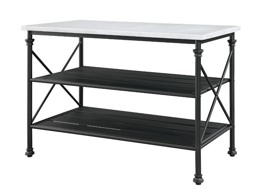 Brahm - Kitchen Island - White Marble & Gray Finish - Tony's Home Furnishings