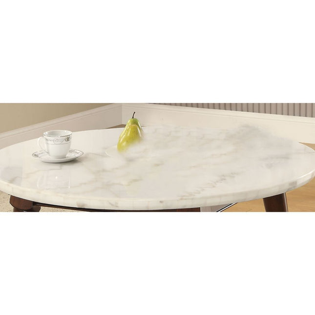 Gasha - Coffee Table - White Marble & Walnut - Tony's Home Furnishings