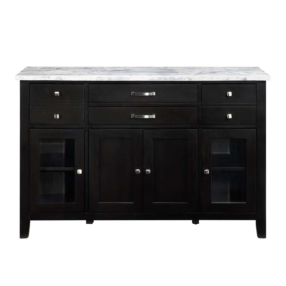 Hussein - Server With Marble Top - Marble & Black Finish - Tony's Home Furnishings