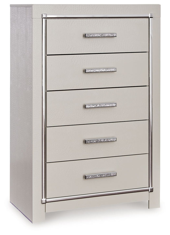 Zyniden - Silver - Five Drawer Chest - Tony's Home Furnishings