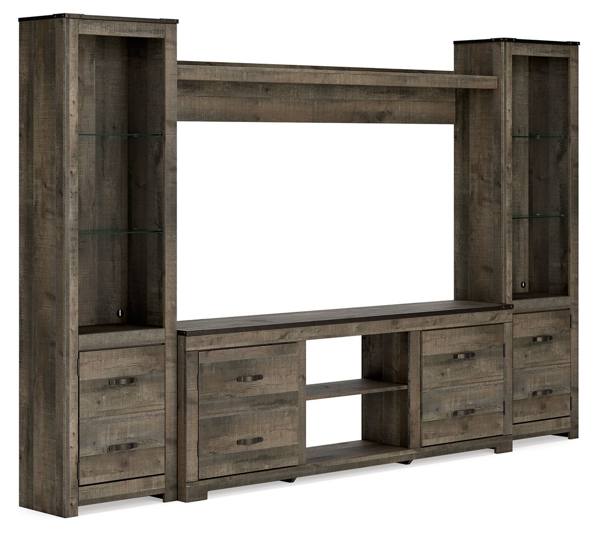 Trinell - Brown - 4-Piece Entertainment Center Tony's Home Furnishings Furniture. Beds. Dressers. Sofas.