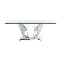 Thumbnail for Azriel - Dining Table - Clear Glass & Mirrored Silver Finish - Tony's Home Furnishings