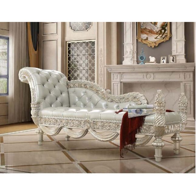 Sandoval - Bench - Beige PU & Champagne Finish - Tony's Home Furnishings