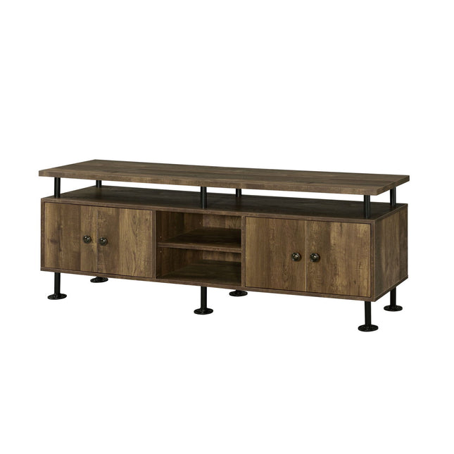 Ensata II - TV Stand - Rustic Oak & Black Finish - Tony's Home Furnishings