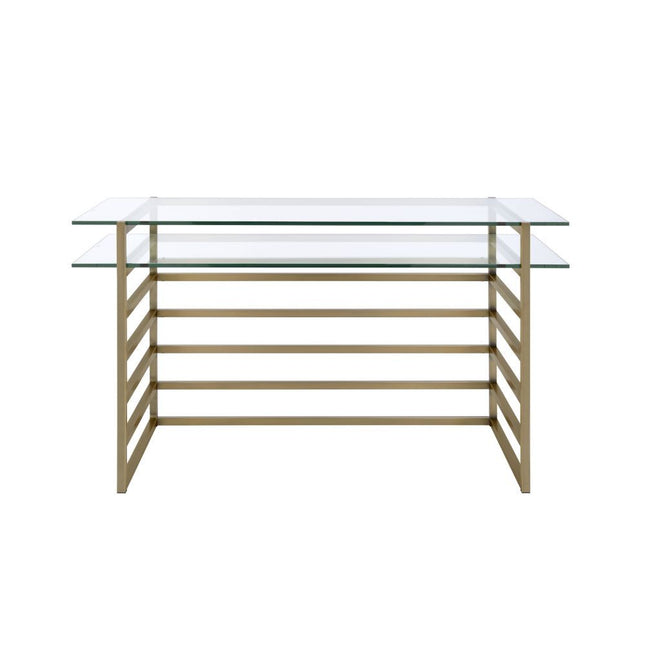 Shona - Desk - Antique Gold & Clear Glass - Tony's Home Furnishings