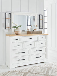 Thumbnail for Ashbryn - White / Natural - Dresser And Mirror - Tony's Home Furnishings