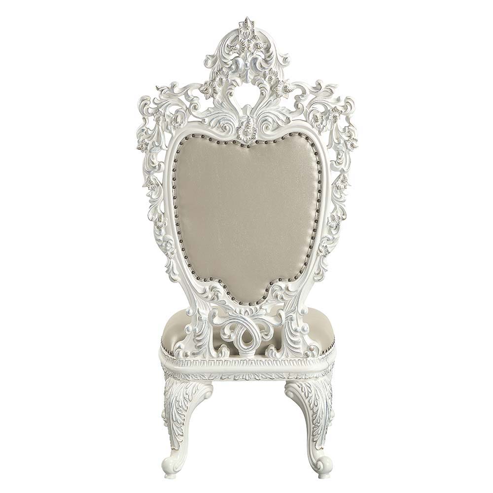 Vanaheim - Side Chair (Set of 2) - Beige PU & Antique White Finish - Tony's Home Furnishings