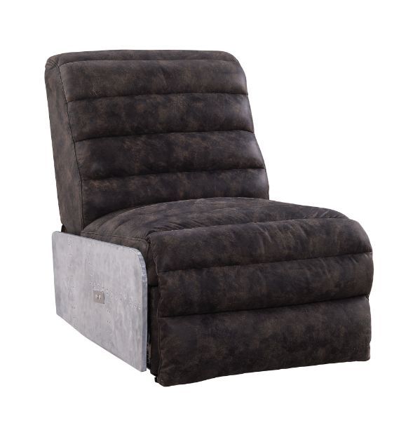 Okzuil - Recliner - 2-Tone Gray Top Grain Leather & Aluminum - Tony's Home Furnishings