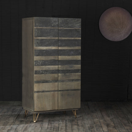 Beretta - Wardrobe - Gray Stone & Ash Oak - Tony's Home Furnishings