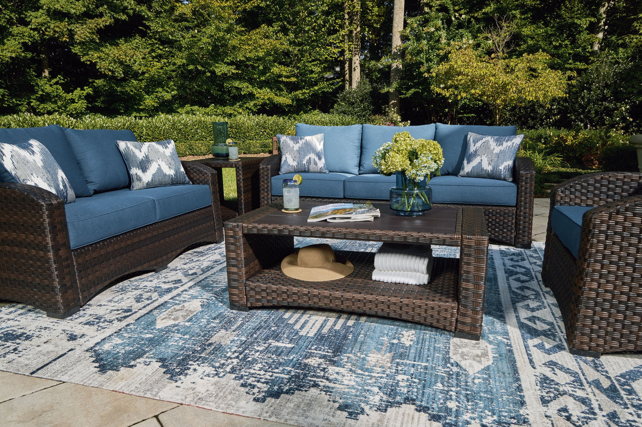 Windglow - Blue / Brown - Loveseat With Cushion - Tony's Home Furnishings