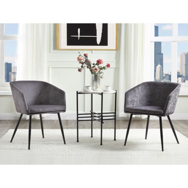 Taigi - Chair & Table - Gray Velvet & Black - Tony's Home Furnishings