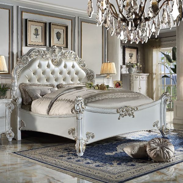 Vendome - Ck Bed - PU & Antique Pearl Finish - Tony's Home Furnishings