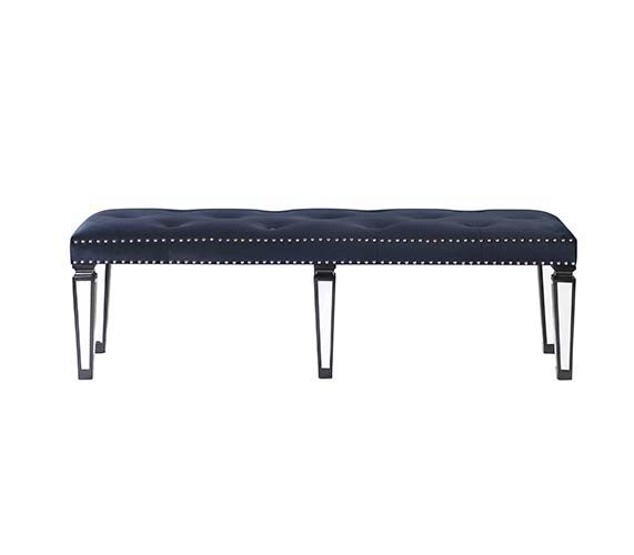 Varian II - Bench - Black Velvet & Black & Sliver Finish - Tony's Home Furnishings