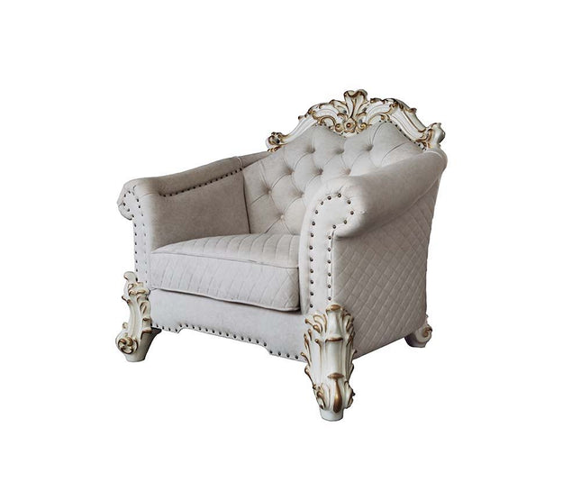 Vendom II - Chair - Two Tone Ivory Fabric & Antique Pearl Finish - Tony's Home Furnishings