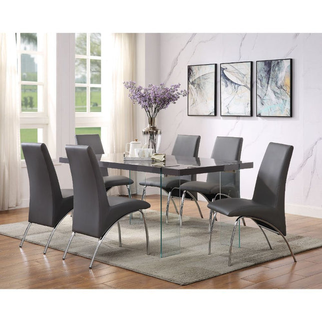 Noland - Dining Table - Gray High Gloss & Clear Glass - Tony's Home Furnishings