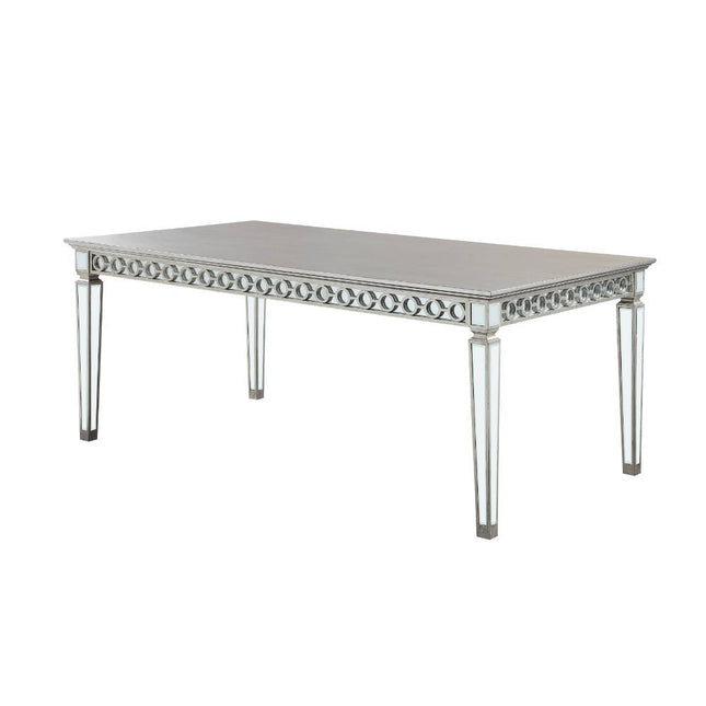 Varian - Dining Table - Mirrored & Antique Platinum - 30" - Tony's Home Furnishings