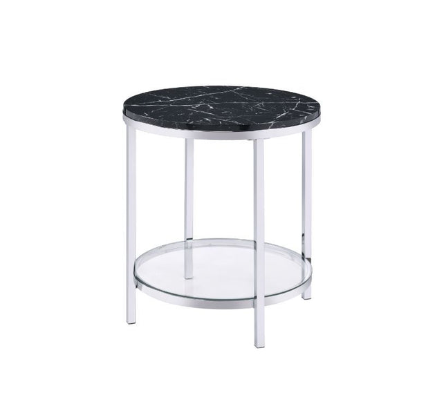 Virlana - End Table - Faux Black Marble & Chrome Finish - Tony's Home Furnishings