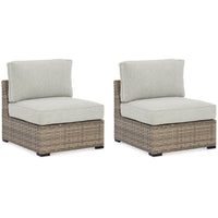 Thumbnail for Calworth - Beige - Armless Chair W/Cushion (Set of 2) Tony's Home Furnishings Furniture. Beds. Dressers. Sofas.
