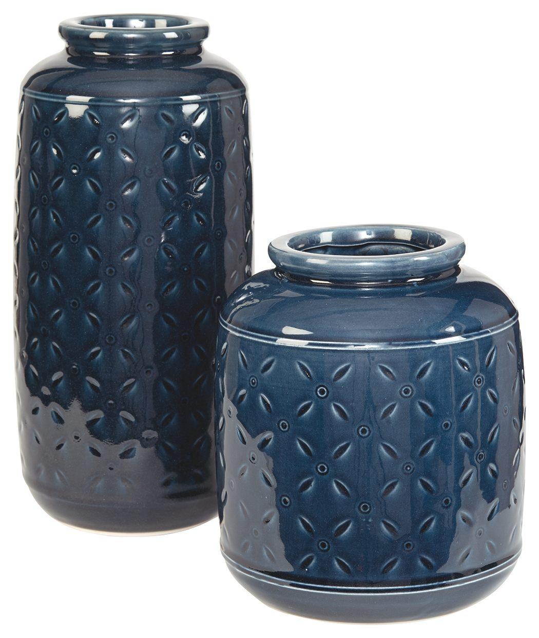 Marenda - Navy Blue - Vase Set (Set of 2) Tony's Home Furnishings Furniture. Beds. Dressers. Sofas.