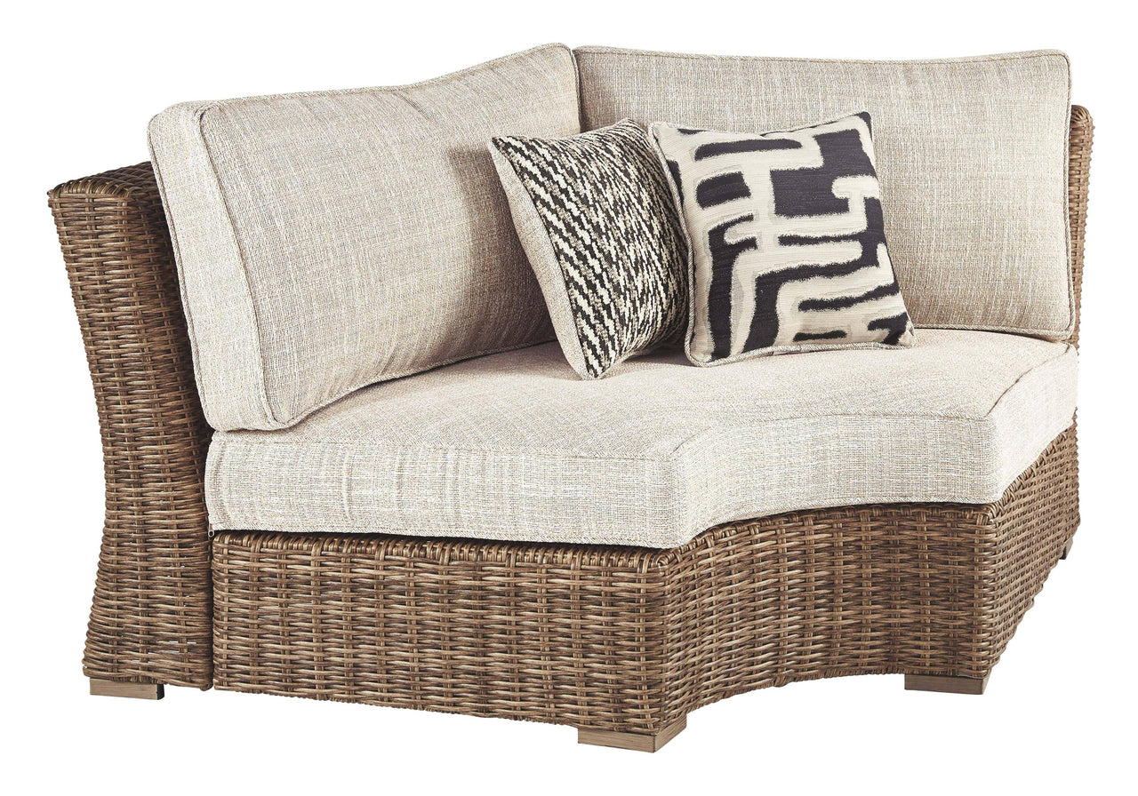 Beachcroft - Beige - Curved Corner Chair W/Cushion Tony's Home Furnishings Furniture. Beds. Dressers. Sofas.