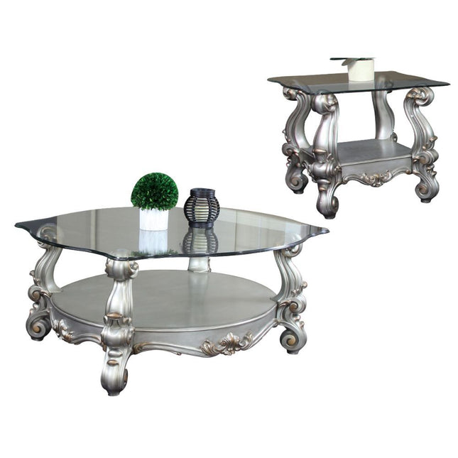 Versailles - Coffee Table - Antique Platinum - & Clear Glass - 22" - Tony's Home Furnishings