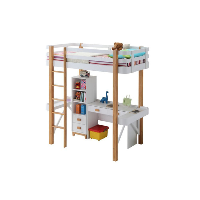 Rutherford - Loft Bed - White & Natural - Tony's Home Furnishings