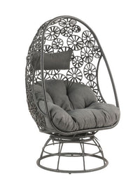 Thumbnail for Hikre - Patio Lounge Chair - Clear Glass, Charcaol Fabric & Black Wicker - Tony's Home Furnishings
