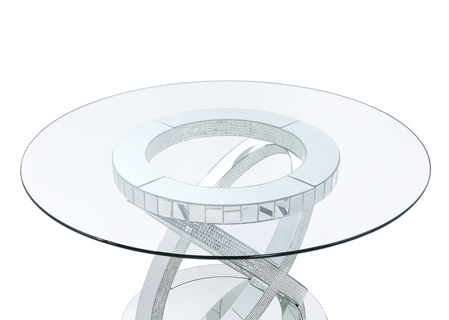 Ornat - Dining Table - Clear Glass, Mirrored & Faux Diamonds - 31" - Tony's Home Furnishings