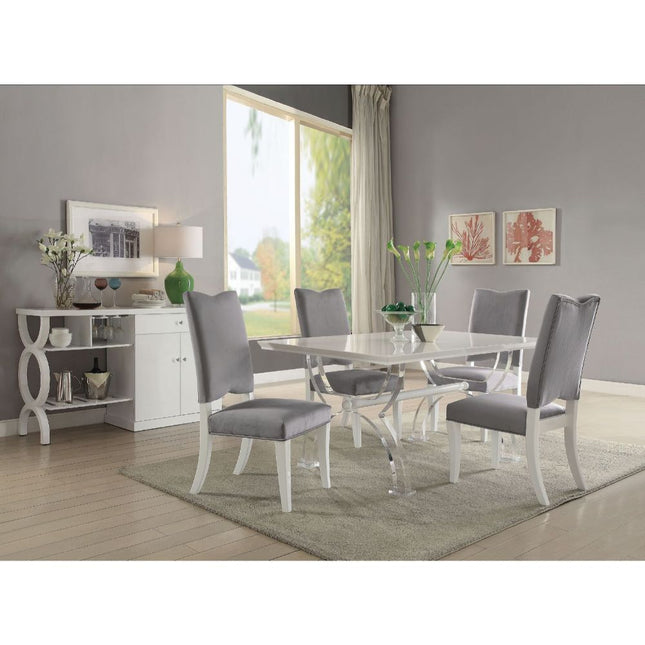 Martinus - Side Chair (Set of 2) - Gray Fabric & White - Tony's Home Furnishings