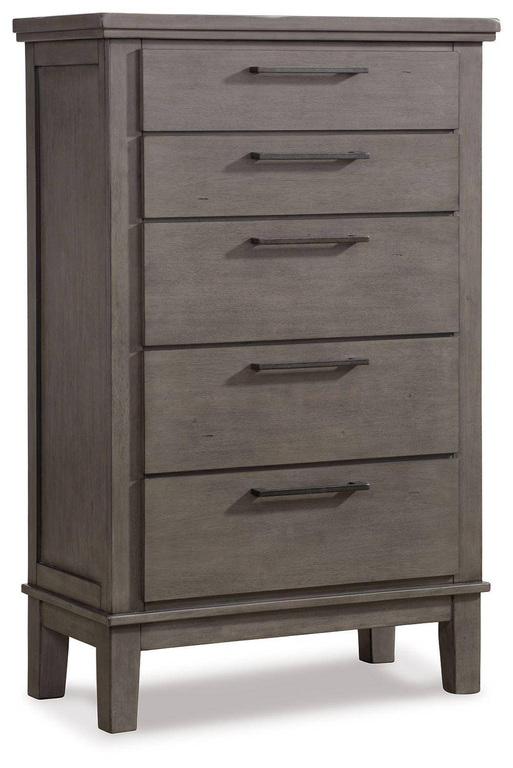 Hallanden - Gray - Five Drawer Chest Tony's Home Furnishings Furniture. Beds. Dressers. Sofas.