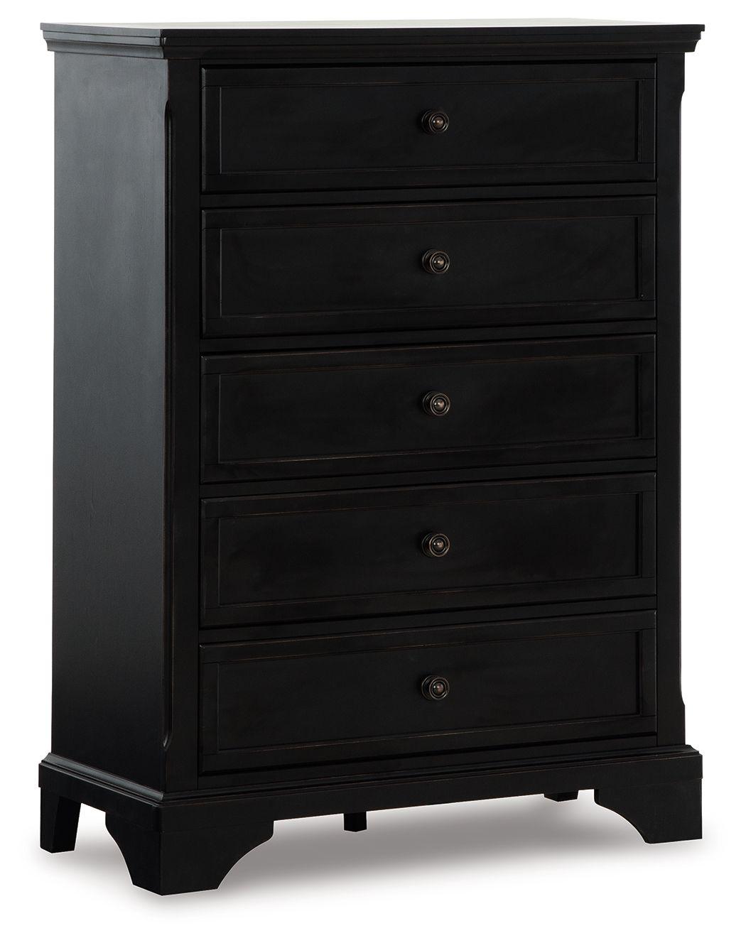 Chylanta - Black - Five Drawer Chest Tony's Home Furnishings Furniture. Beds. Dressers. Sofas.