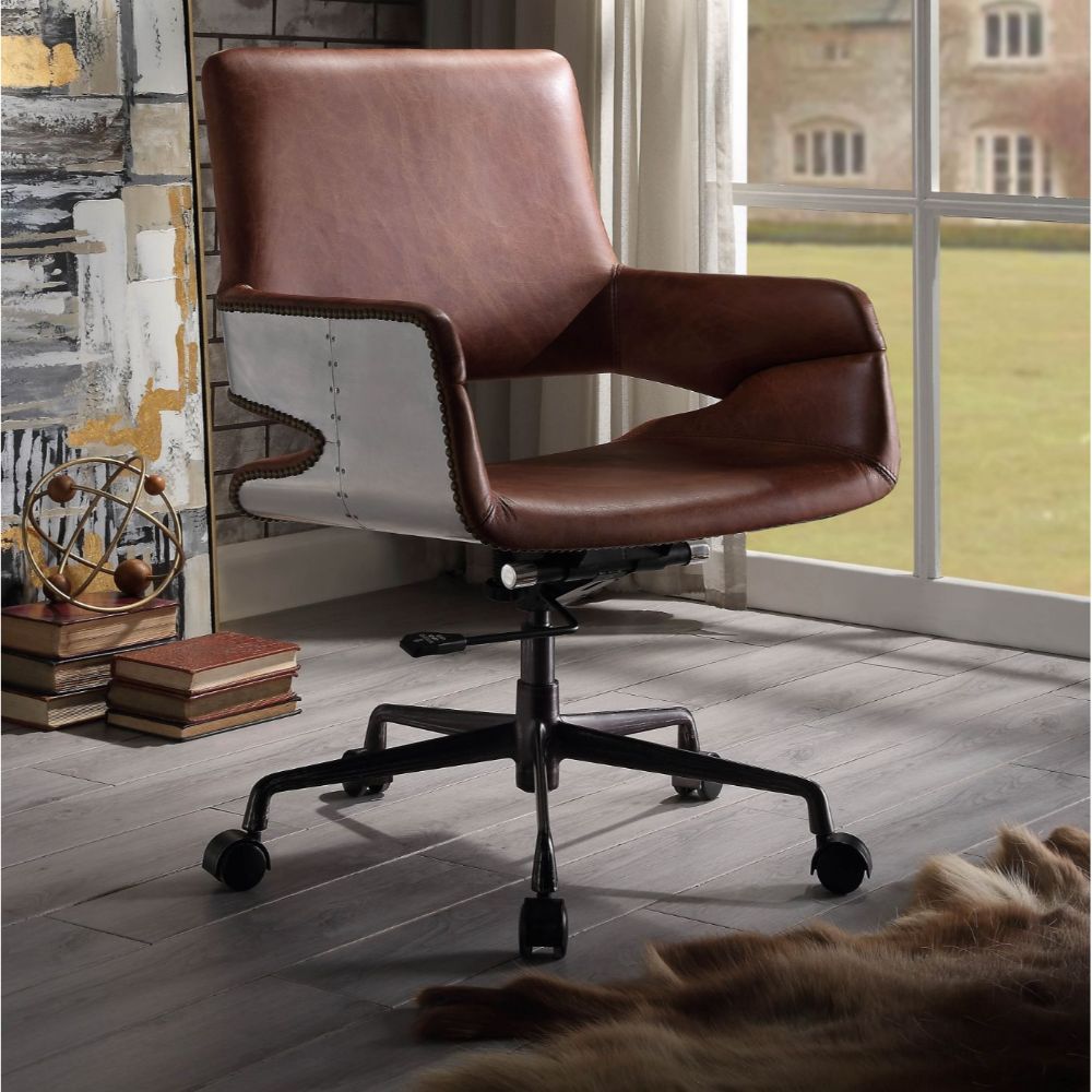 Kamau - Executive Office Chair - Vintage Cocoa Top Grain Leather - Tony's Home Furnishings