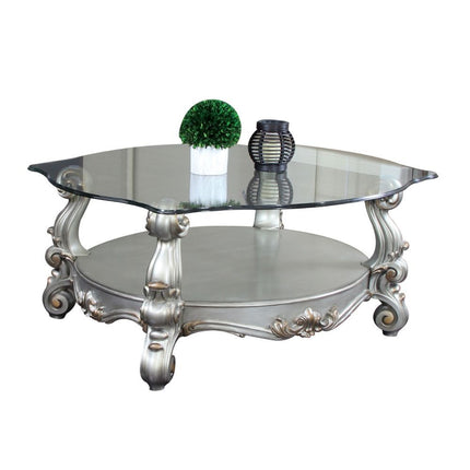 Versailles - Coffee Table - Antique Platinum - & Clear Glass - 22" - Tony's Home Furnishings