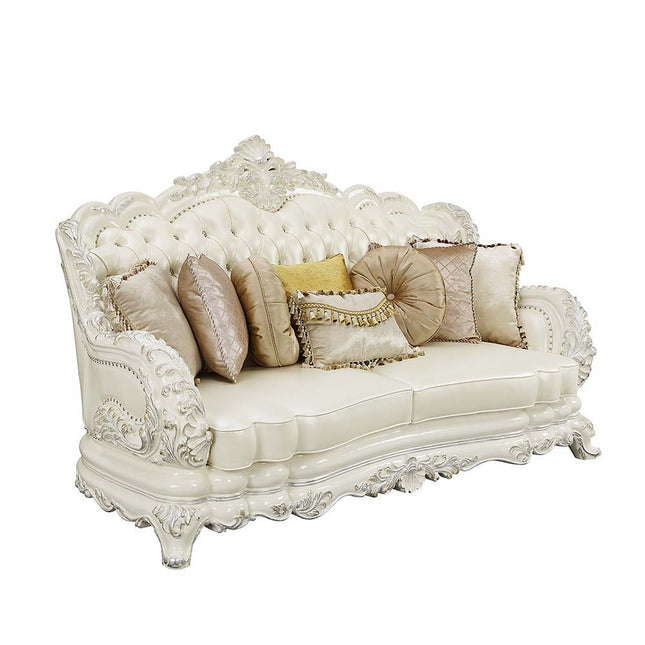 Adara - Sofa - White PU & Antique White Finish - Tony's Home Furnishings