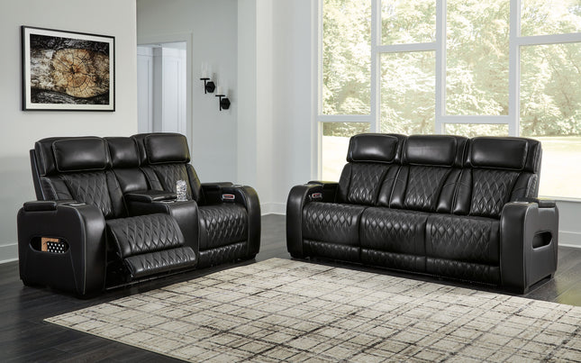 Boyington - Black - 2 Pc. - Power Reclining Sofa And Loveseat - Tony's Home Furnishings