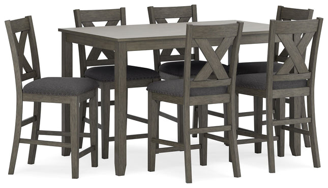 Caitbrook - Gray - Rect Drm Counter Table Set (Set of 7) Signature Design by Ashley® 