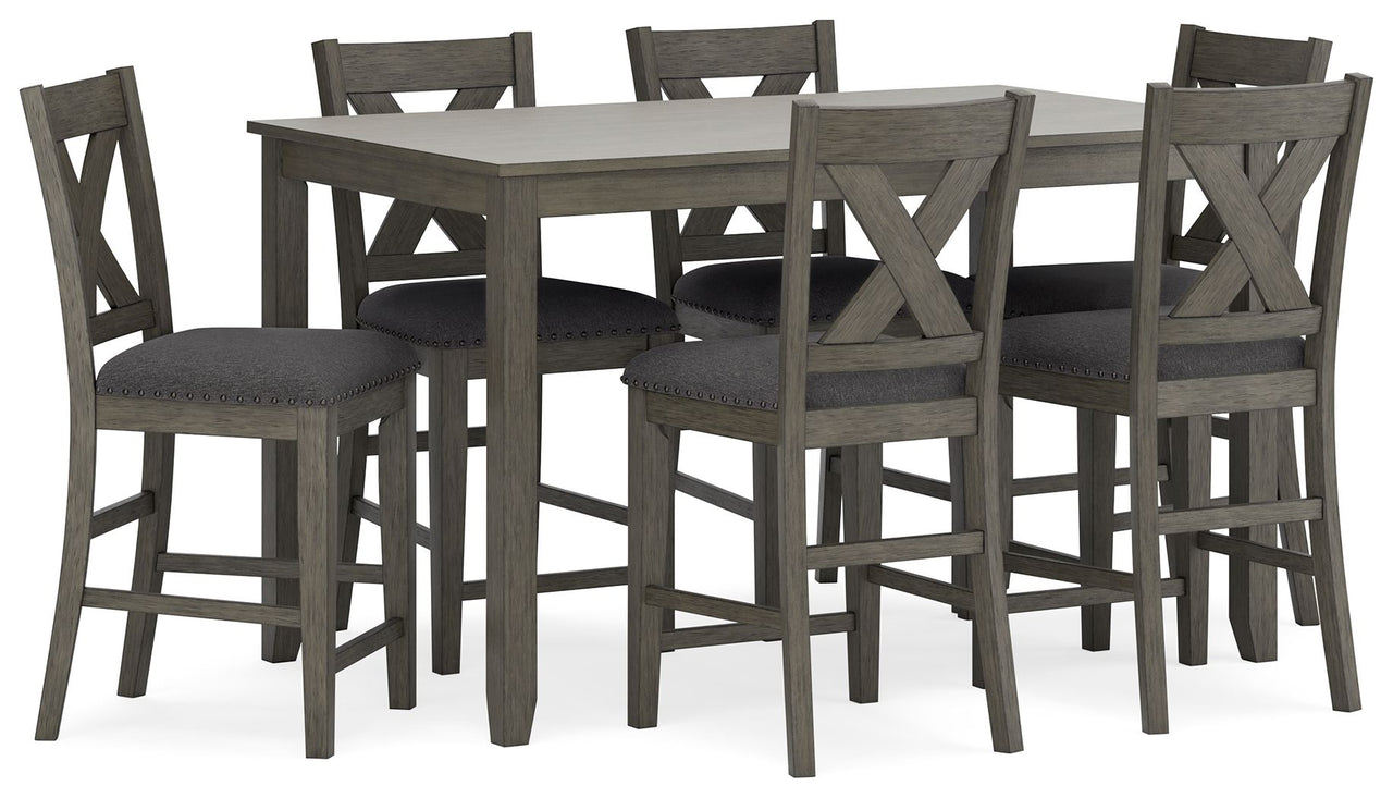 Caitbrook - Gray - Rect Drm Counter Table Set (Set of 7) - Tony's Home Furnishings