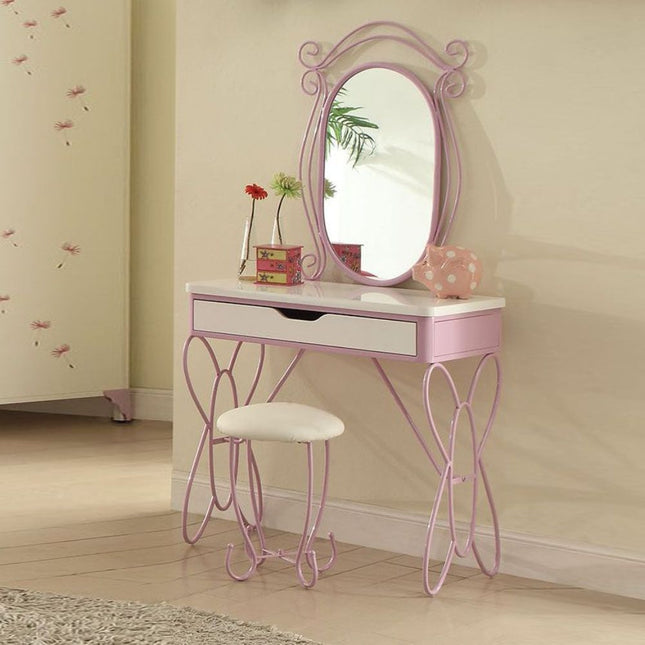 Priya II - Vanity Desk - White & Light Purple - Tony's Home Furnishings