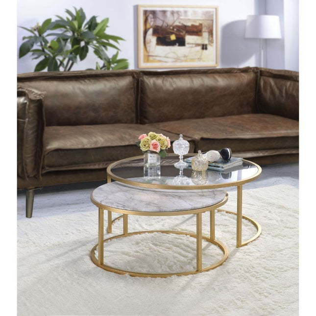 Shanish - Coffee Table - Faux Marble & Gold - Tony's Home Furnishings